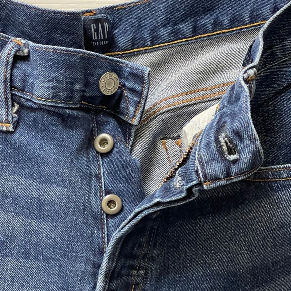 Gap Men's 34x30 Bright Blue 1969 Cropped Slim Fit Denim Brown Jeans Button Fly - Picture 3 of 15